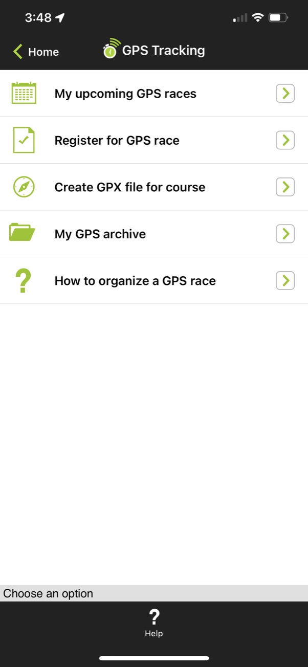 Webscorer app GPS options