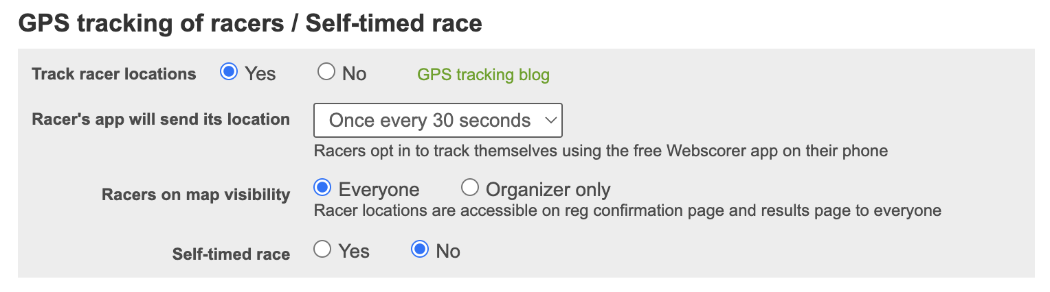 Registration GPS options